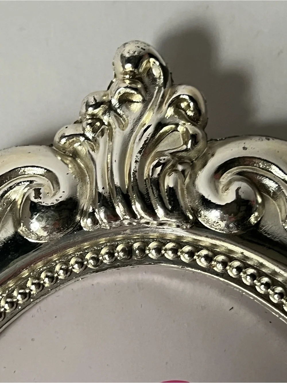Vintage Telefloral  heavyweight, silver metal ornate oval picture frame